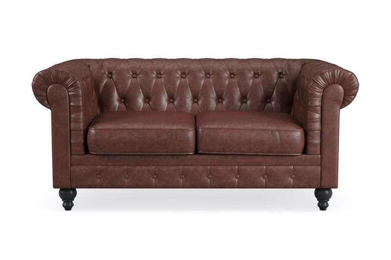 Chesterfield Lyx 2-seter Sofa - Mørk brun PU - Møbler - Sofaer - 2 seter sofa