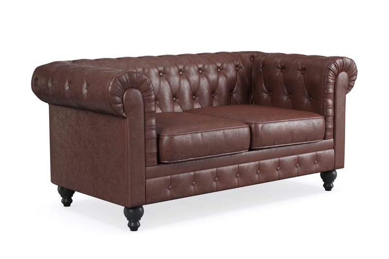 Chesterfield Lyx 2-seter Sofa - Mørk brun PU - Møbler - Sofaer - 2 seter sofa