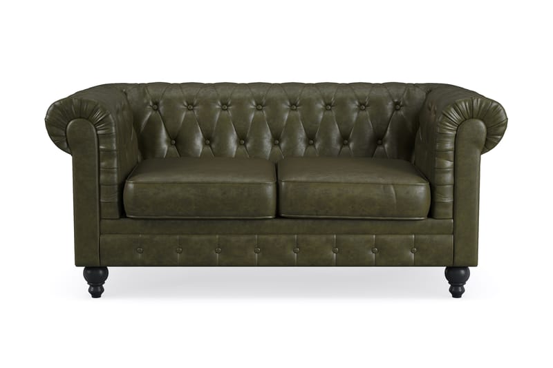 Chesterfield Lyx 2-seter Sofa - Mørkegrønn PU - Møbler - Sofaer - 2 seter sofa