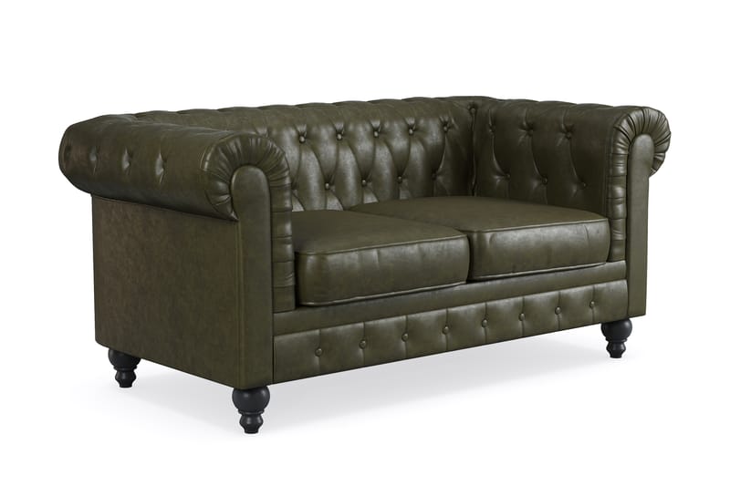 Chesterfield Lyx 2-seter Sofa - Mørkegrønn PU - Møbler - Sofaer - 2 seter sofa