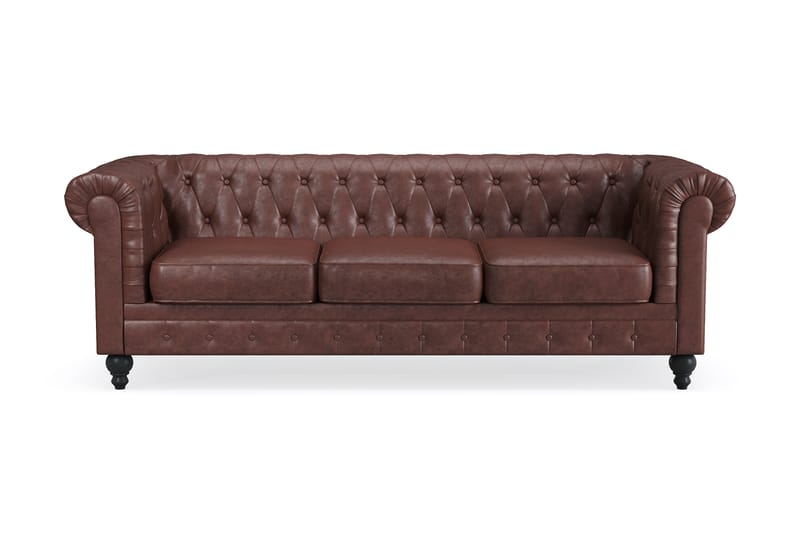 Chesterfield Lyx 3-seter Sofa - Mørk brun PU - Møbler - Sofaer - Chesterfield sofaer