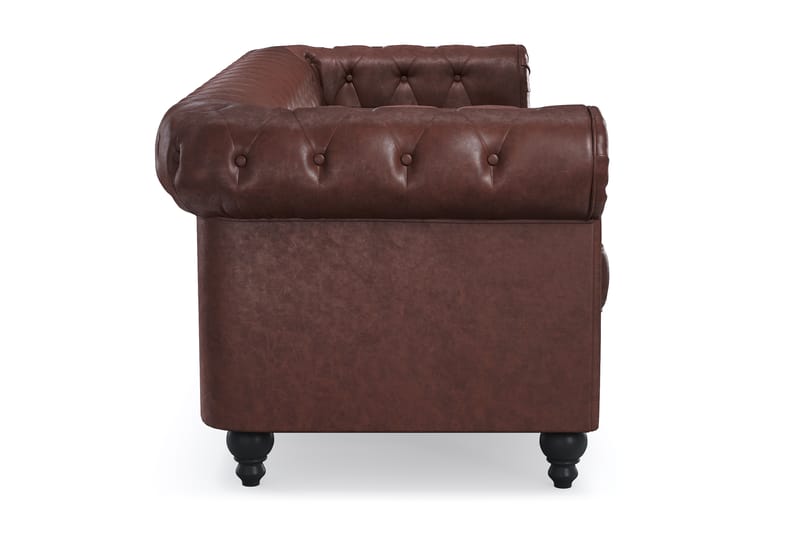 Chesterfield Lyx 3-seter Sofa - Mørk brun PU - Møbler - Sofaer - Chesterfield sofaer