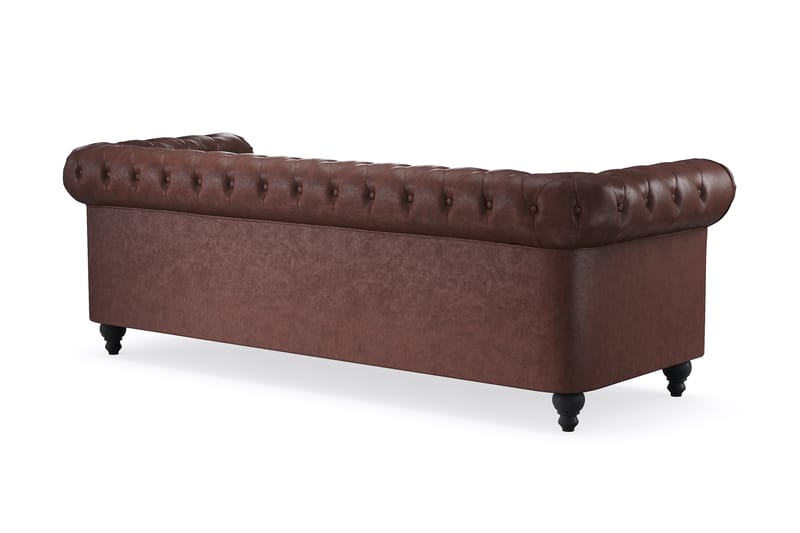 Chesterfield Lyx 3-seter Sofa - Mørk brun PU - Møbler - Sofaer - Chesterfield sofaer