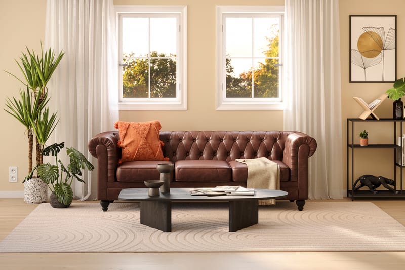 Chesterfield Lyx 3-seter Sofa - Mørk brun PU - Møbler - Sofaer - Chesterfield sofaer