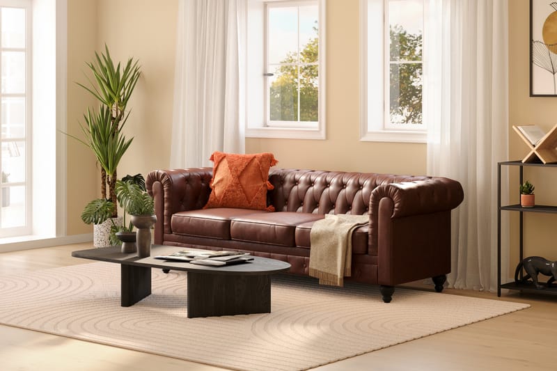 Chesterfield Lyx 3-seter Sofa - Mørk brun PU - Møbler - Sofaer - Chesterfield sofaer