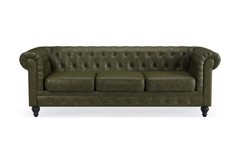 Chesterfield Lyx 3-seter Sofa - Mørkegrønn PU - Møbler - Sofaer - Chesterfield sofaer