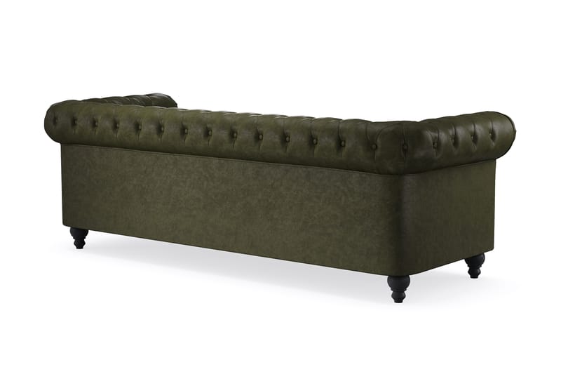 Chesterfield Lyx 3-seter Sofa - Mørkegrønn PU - Møbler - Sofaer - Chesterfield sofaer