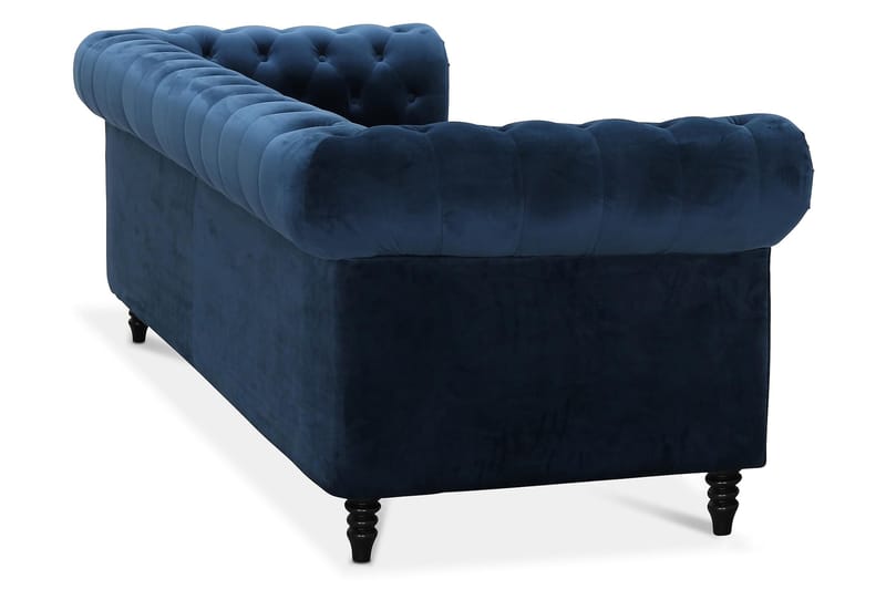 Chesterfield Deluxe Fløyelssofa 3-seter - Blå - Møbler - Sofaer - Chesterfield sofaer