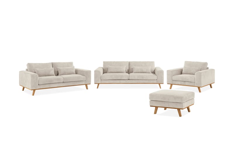 Copenhagen Sofagruppe 3-seter + 2-seter + Lenestol + Fotskammel - Beige - Møbler - Sofaer - Sofagrupper