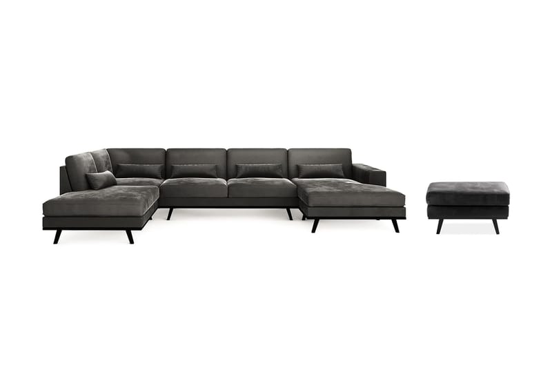 Copenhagen Sofagruppe U-Sofa + Fotskammel - Grå - Møbler - Sofaer - Sofagrupper