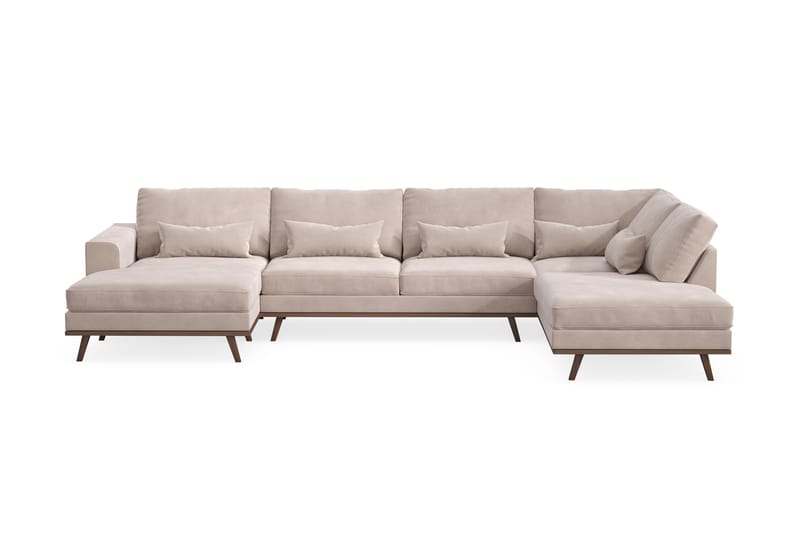 Copenhagen Stor U Sofa Fløyel med Divan og Sjeselong Høyre - Beige - Møbler - Sofaer - U-sofa