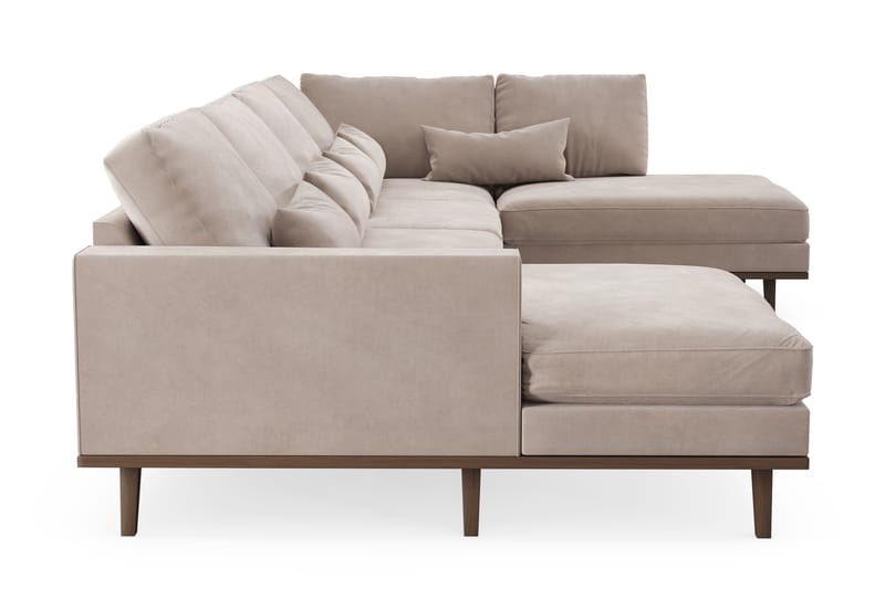 Copenhagen Stor U Sofa Fløyel med Divan og Sjeselong Høyre - Beige - Møbler - Sofaer - U-sofa