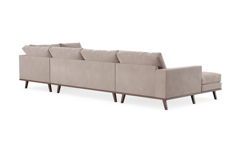 Copenhagen Stor U Sofa Fløyel med Divan og Sjeselong Høyre - Beige - Møbler - Sofaer - U-sofa