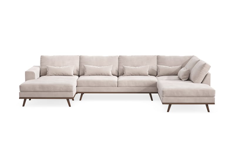 Copenhagen Stor U Sofa Fløyel med Divan og Sjeselong Høyre - Beige - Møbler - Sofaer - U-sofa