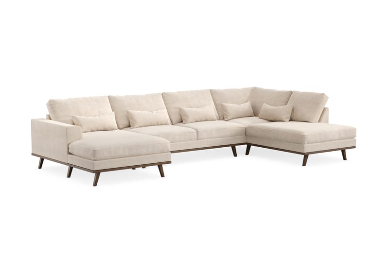 Copenhagen Stor U Sofa Fløyel med Divan og Sjeselong Høyre - Beige - Møbler - Sofaer - U-sofa