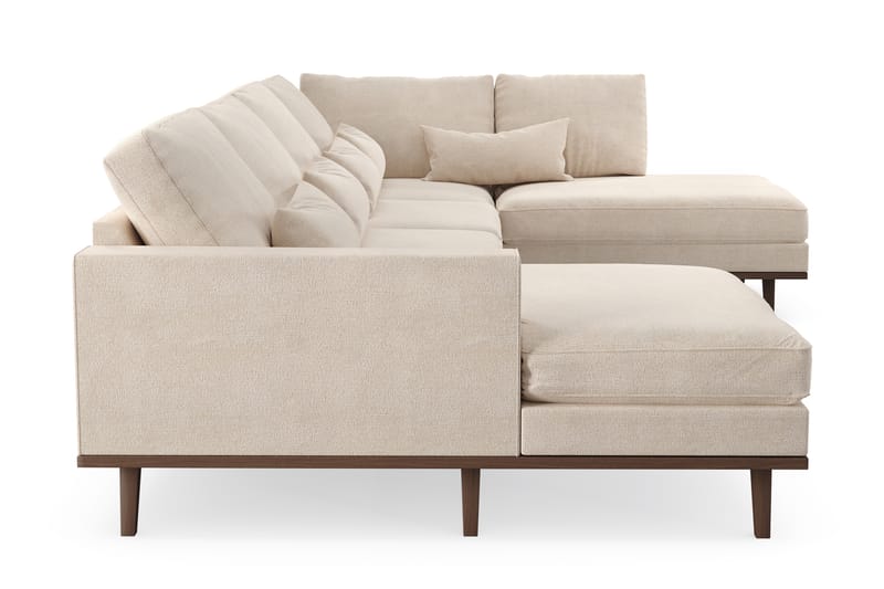 Copenhagen Stor U Sofa Fløyel med Divan og Sjeselong Høyre - Beige - Møbler - Sofaer - U-sofa