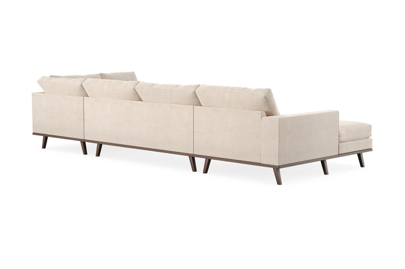 Copenhagen Stor U Sofa Fløyel med Divan og Sjeselong Høyre - Beige - Møbler - Sofaer - U-sofa