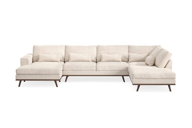 Copenhagen Stor U Sofa Fløyel med Divan og Sjeselong Høyre - Beige - Møbler - Sofaer - U-sofa