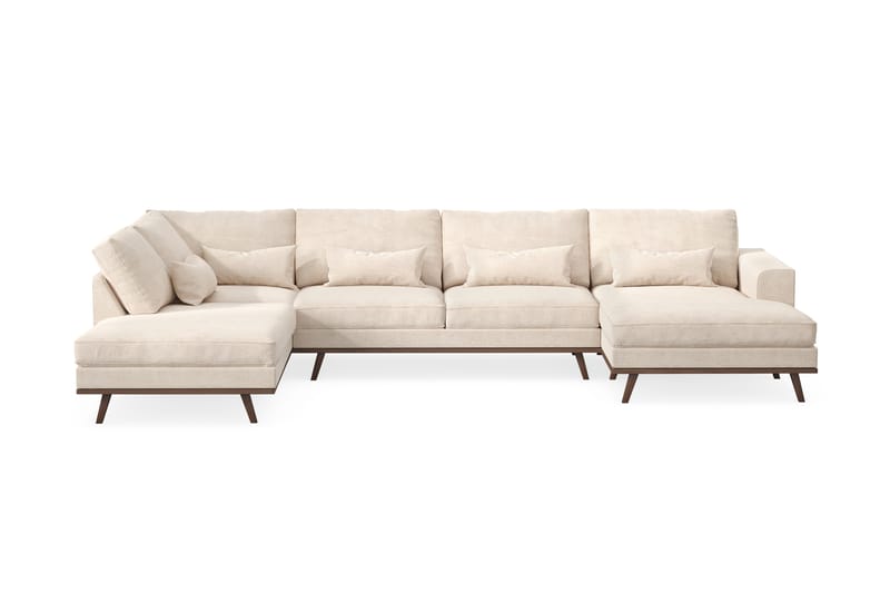 Copenhagen Stor U Sofa Fløyel med Divan og Sjeselong Venstre - Beige - Møbler - Sofaer - U-sofa