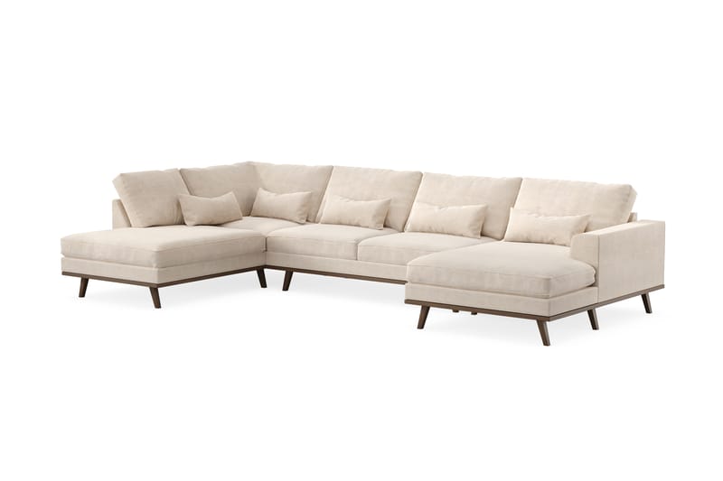 Copenhagen Stor U Sofa Fløyel med Divan og Sjeselong Venstre - Beige - M�øbler - Sofaer - U-sofa