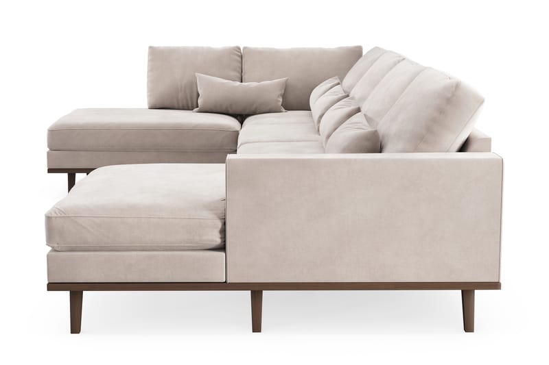 Copenhagen Stor U Sofa Fløyel med Divan og Sjeselong Venstre - Beige - Møbler - Sofaer - U-sofa