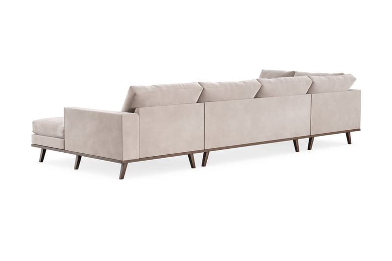 Copenhagen Stor U Sofa Fløyel med Divan og Sjeselong Venstre - Beige - Møbler - Sofaer - U-sofa