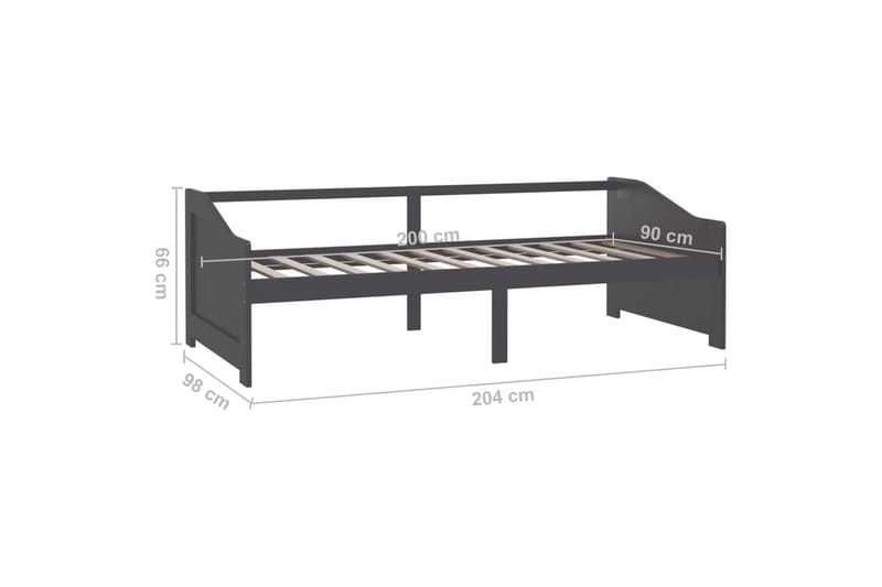 Sengeramme 3 seter heltre furu 90x200 cm mørkegrå - Grå - Møbler - Sofaer - Dagsenger