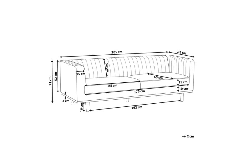 Daymian Sofa 3-seter - Brun/Mørkt tre - Møbler - Sofaer - Sofa 3 seter