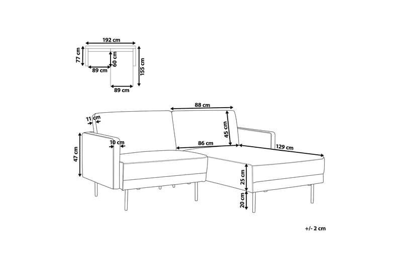 Deajna Hjørnesofa 2-seter - Beige/Svart - Møbler - Sofaer - Hjørnesofa