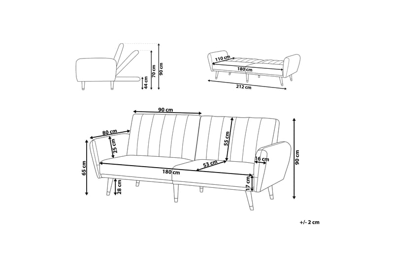 Debrina Sovesofa 3-seter - Grå - Møbler - Sofaer - Sovesofaer