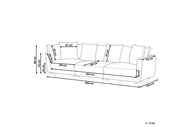 Delisha Sofa 3-seter - Beige/Svart - Møbler - Sofaer - Sofa 3 seter