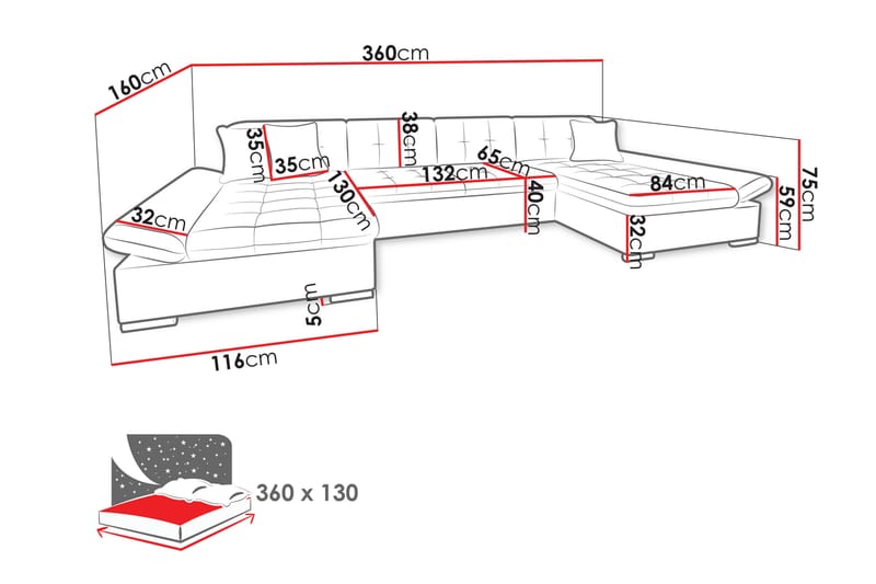 Dewitt Sofa Dobbeldivan 4-seter - Beige - Møbler - Sofaer - U-sofa