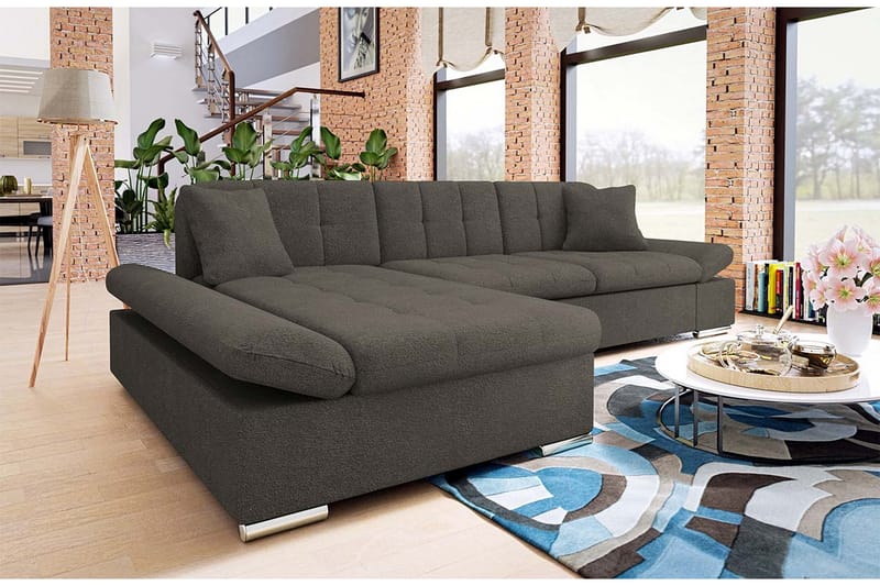 Djerra Sofa med Divan 3-seter - Brun - Møbler - Sofaer - Sofa med sjeselong