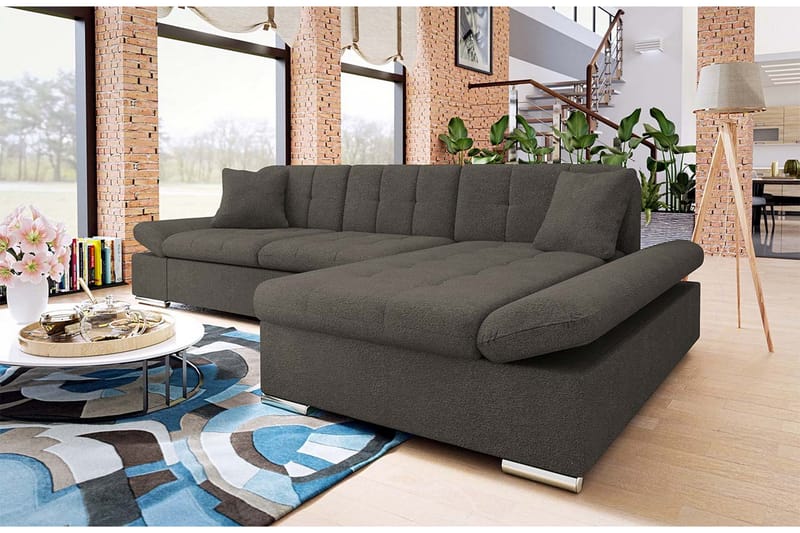 Djerra Sofa med Divan 3-seter - Brun - Møbler - Sofaer - Sofa med sjeselong