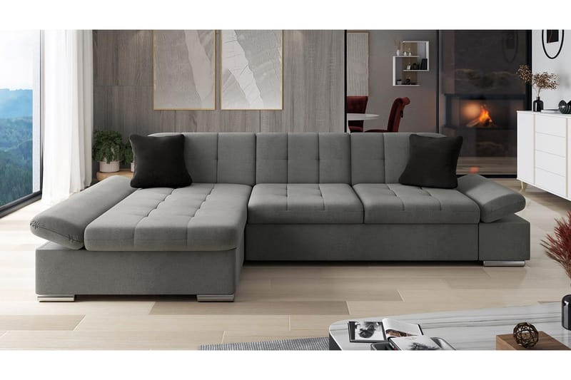 Djerra Sofa med Divan 3-seter - Grå/Svart - Møbler - Sofaer - Sofa med sjeselong