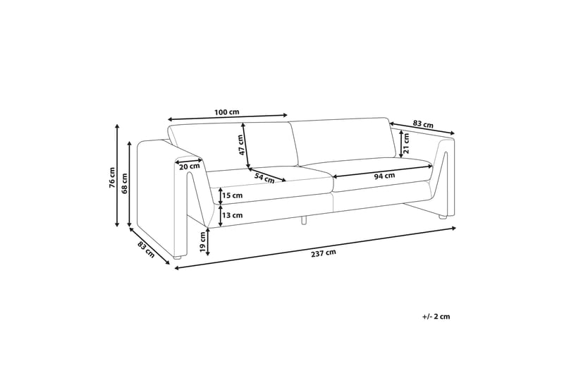 Durran Sofa 3-seter - Grå/Svart - Møbler - Sofaer - Sofa 3 seter