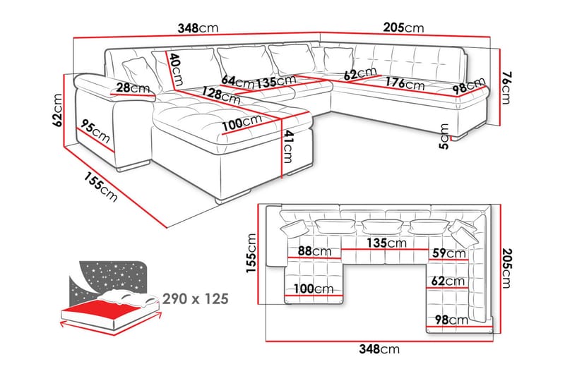 Dynir Sofa med Sjeselong og Divan 4-seter - Beige - Møbler - Sofaer - U-sofa