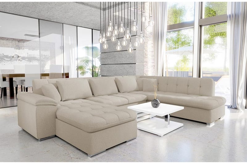 Dynir Sofa med Sjeselong og Divan 4-seter - Beige - Møbler - Sofaer - U-sofa