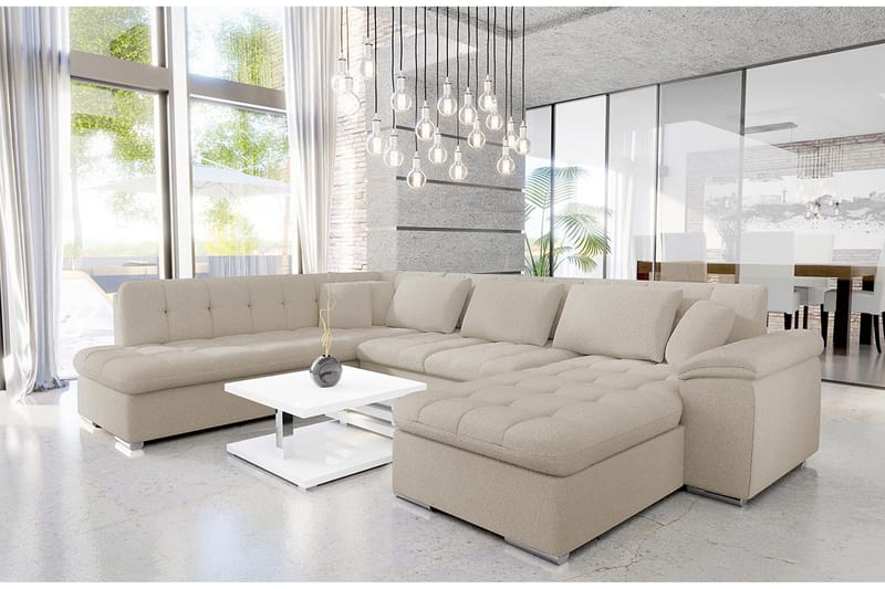 Dynir Sofa med Sjeselong og Divan 4-seter - Beige - Møbler - Sofaer - U-sofa