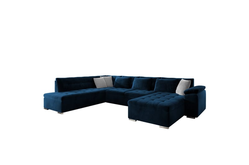 Dynir Sofa med Sjeselong og Divan 4-seter - Blå - Møbler - Sofaer - U-sofa