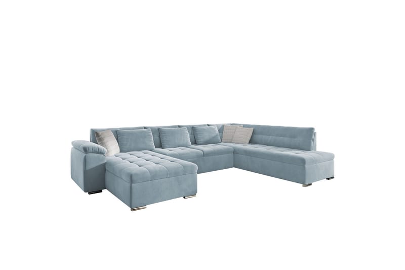 Dynir Sofa med Sjeselong og Divan 4-seter - Blå/Beige - Møbler - Sofaer - U-sofa