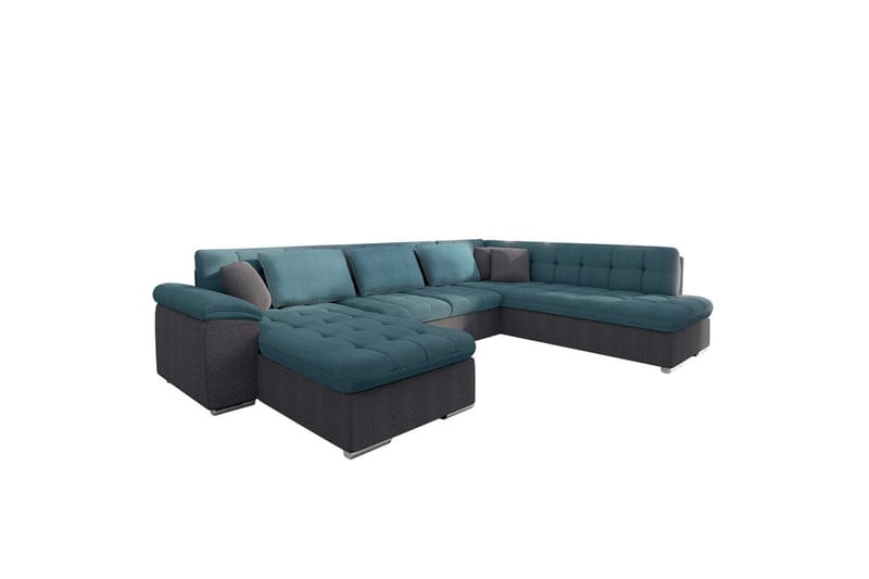 Dynir Sofa med Sjeselong og Divan 4-seter - Blå/Grå - Møbler - Sofaer - U-sofa