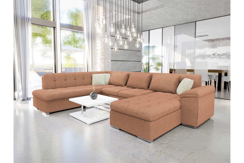 Dynir Sofa med Sjeselong og Divan 4-seter - Brun/Beige - Møbler - Sofaer - U-sofa