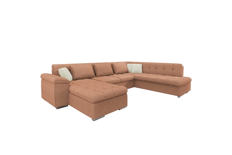 Dynir Sofa med Sjeselong og Divan 4-seter - Brun/Beige - Møbler - Sofaer - U-sofa