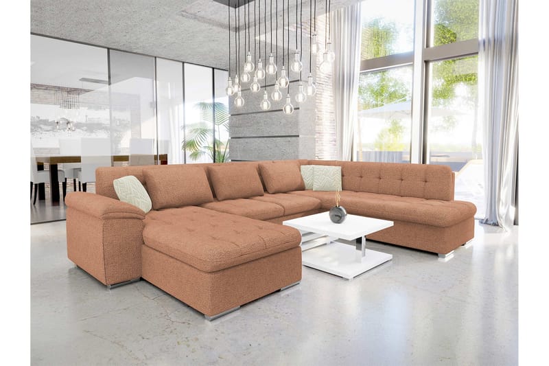 Dynir Sofa med Sjeselong og Divan 4-seter - Brun/Beige - Møbler - Sofaer - U-sofa