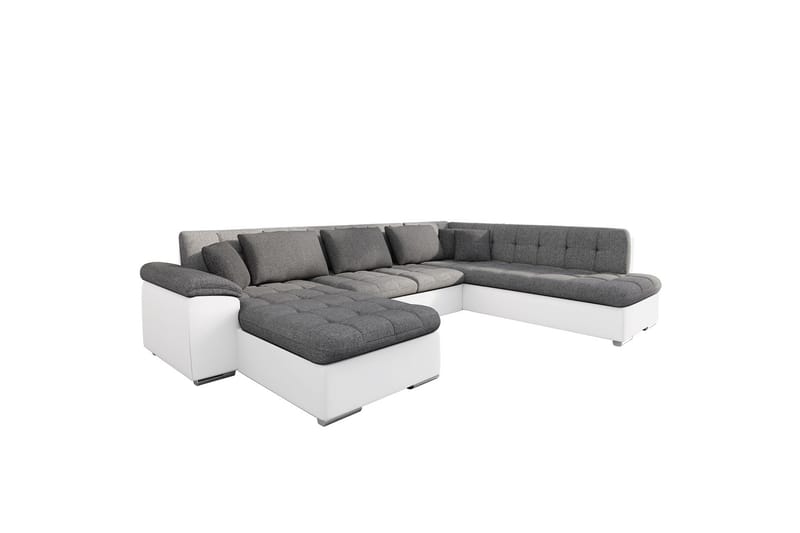 Dynir Sofa med Sjeselong og Divan 4-seter - Hvit/Grå - Møbler - Sofaer - U-sofa