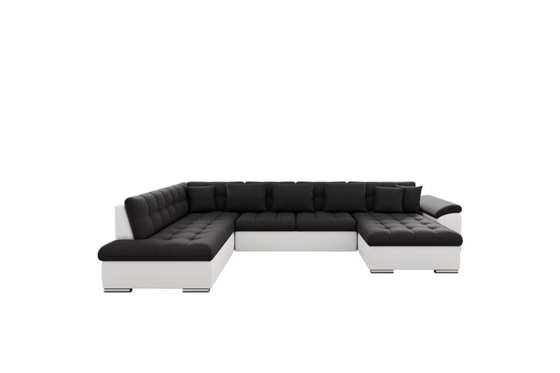 Dynir Sofa med Sjeselong og Divan 4-seter - Hvit/Svart - Møbler - Sofaer - U-sofa