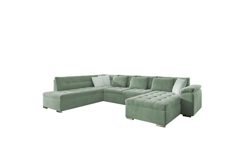 Dynir Sofa med Sjeselong og Divan 4-seter - Lys grønn - Møbler - Sofaer - U-sofa