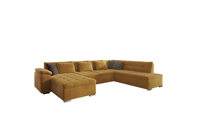 Dynir Sofa med Sjeselong og Divan 4-seter - Sennepsgul - Møbler - Sofaer - U-sofa