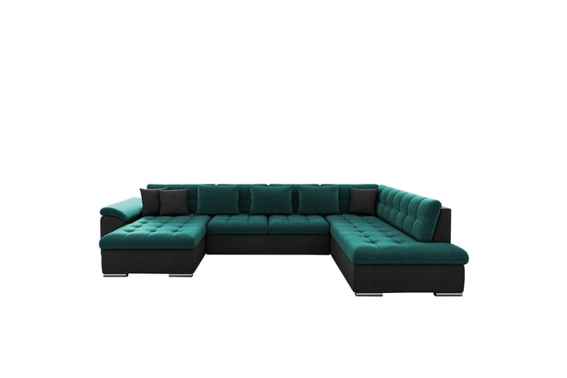 Dynir Sofa med Sjeselong og Divan 4-seter - Svart/Grønn - Møbler - Sofaer - U-sofa